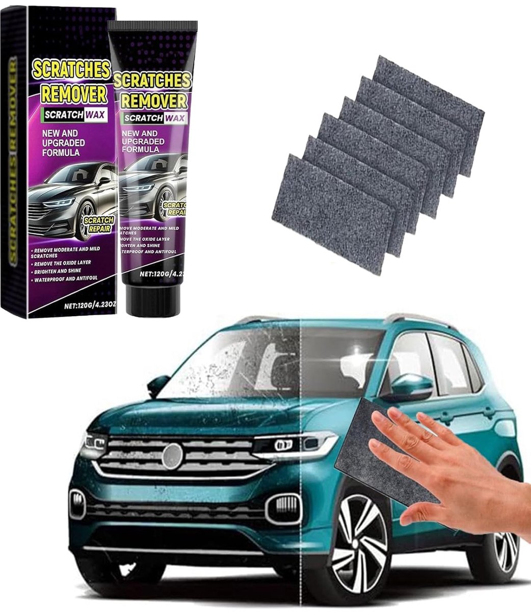 Snelle Autokrasverwijderaar, Nieuwe 2026 Autolak Krasverwijderaar met 120ml Autokras Reparatiepasta & Poetsdoek - ShopVlot