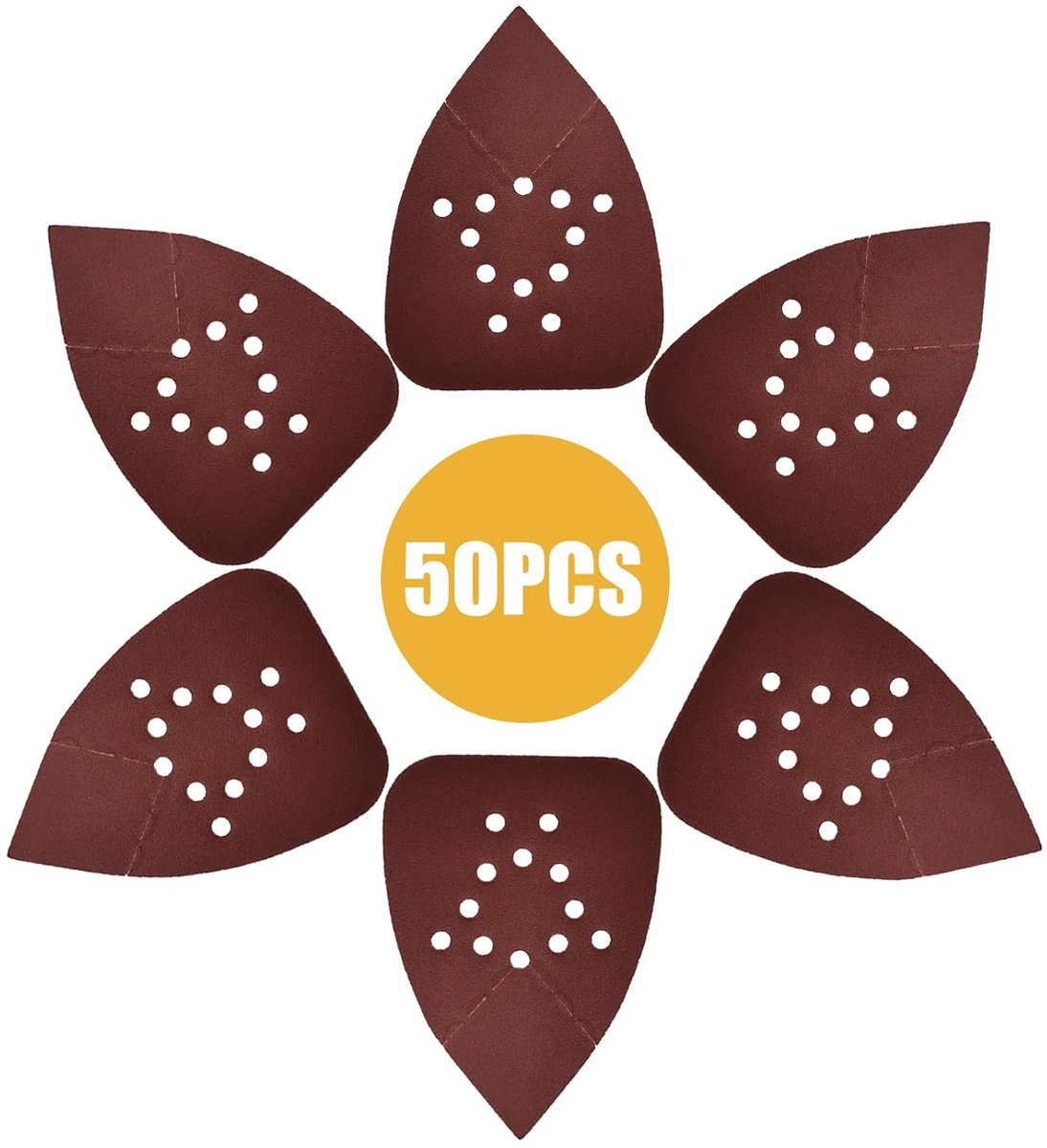 50 Pieces Sandpaper Triangular Sanders, 180 Grit, 12-Hole Sanding Pads, Velcro Sanding Sheets for Triangular Sander - ShopVlot