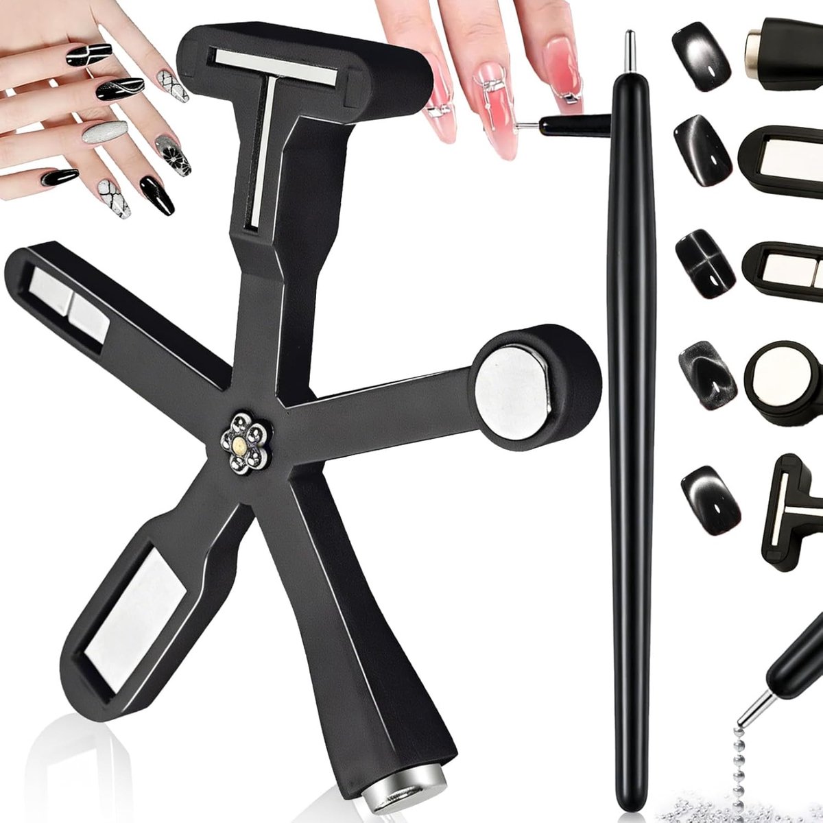 Cat Eye Magnet Set, Multifunctionele Zwarte Nagelmagneet, Met Magnetisch Nagelstiftje En 6 In 1 Gereedschap Voor - ShopVlot