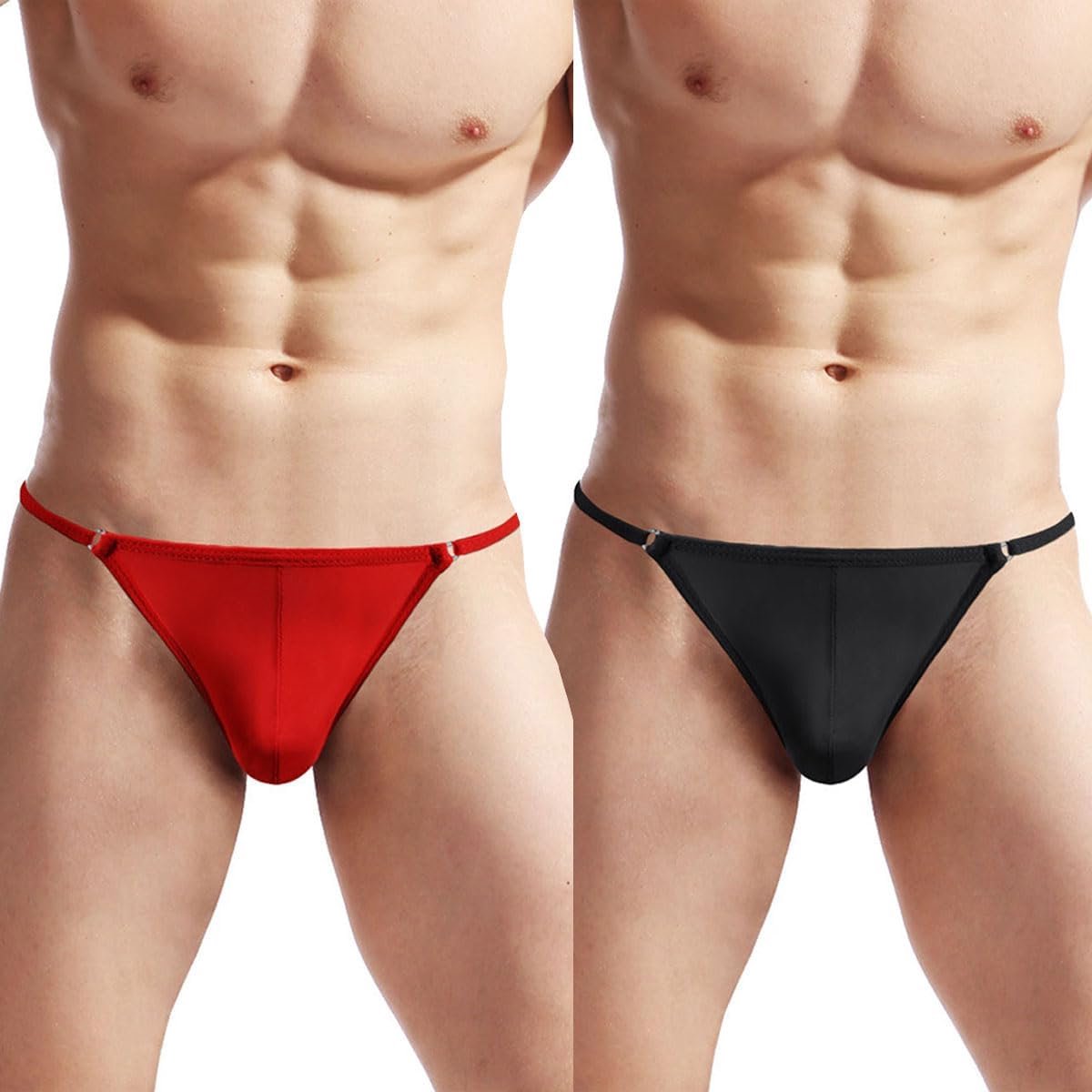 Mannen ondergoed set - Sexy thongs - Laag in de taille - Comfortabele pasvorm - 2 stuks (zwart + rood) - ShopVlot