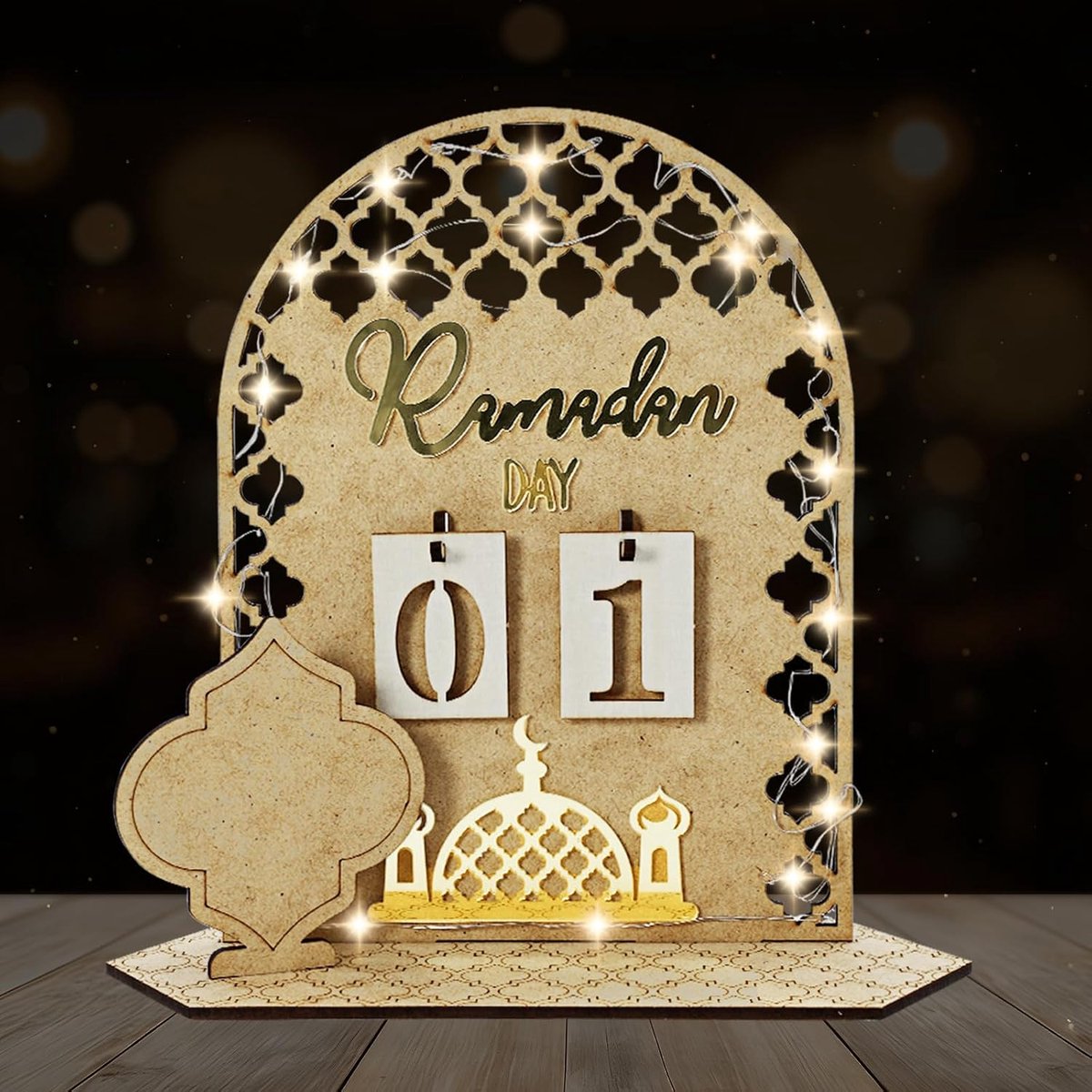 Ramadan Kalender met LED Verlichting - Houten Countdown Decoratie - Voor Kinderen en Gezinnen - ShopVlot