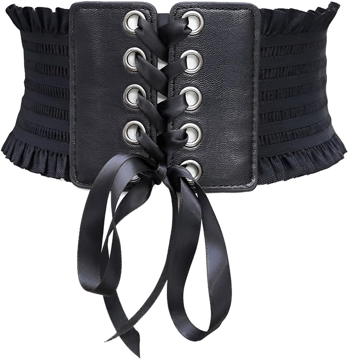 Women's Lace Waistband Wide Elastic Elastic BeltBandBandBandband Corset Waistband for Dress – Black - ShopVlot