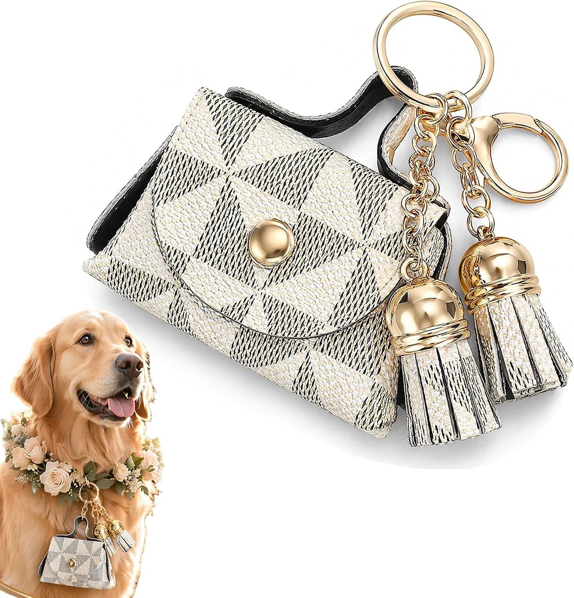 Elegante trouwringhouder voor honden, lederen ringkussen voor trouw- en verlovingsringen, ideaal voor huisdieren, wit, 1 stuk