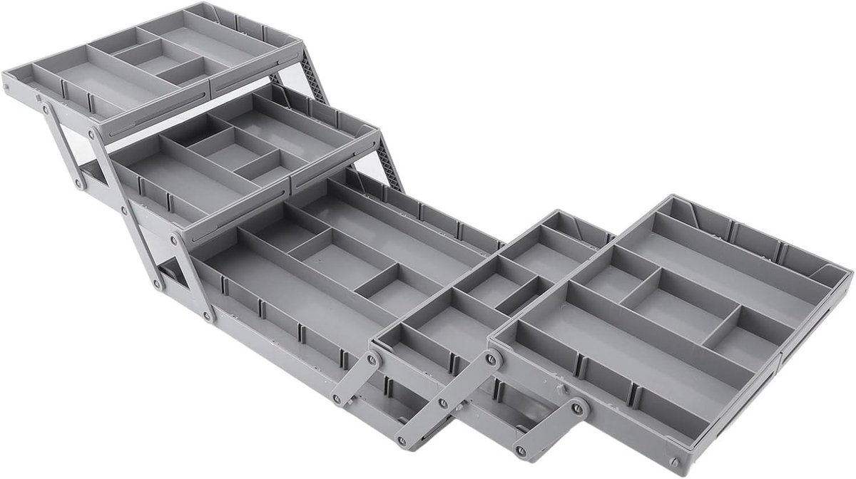 Uitbreidbare en Vouwbare Bureau Lade Organizer met Dubbele Rij voor Sieraden, Cosmetica en Kantoorbenodigdheden (2 Niveaus, 3 Tiers)