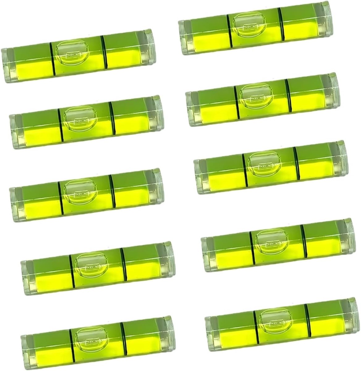 Set van 10 Mini Waterpassen 8 x 35 mm, Compact Niveau-instrument voor Camera's, Statief en Werkplaatsgebruik