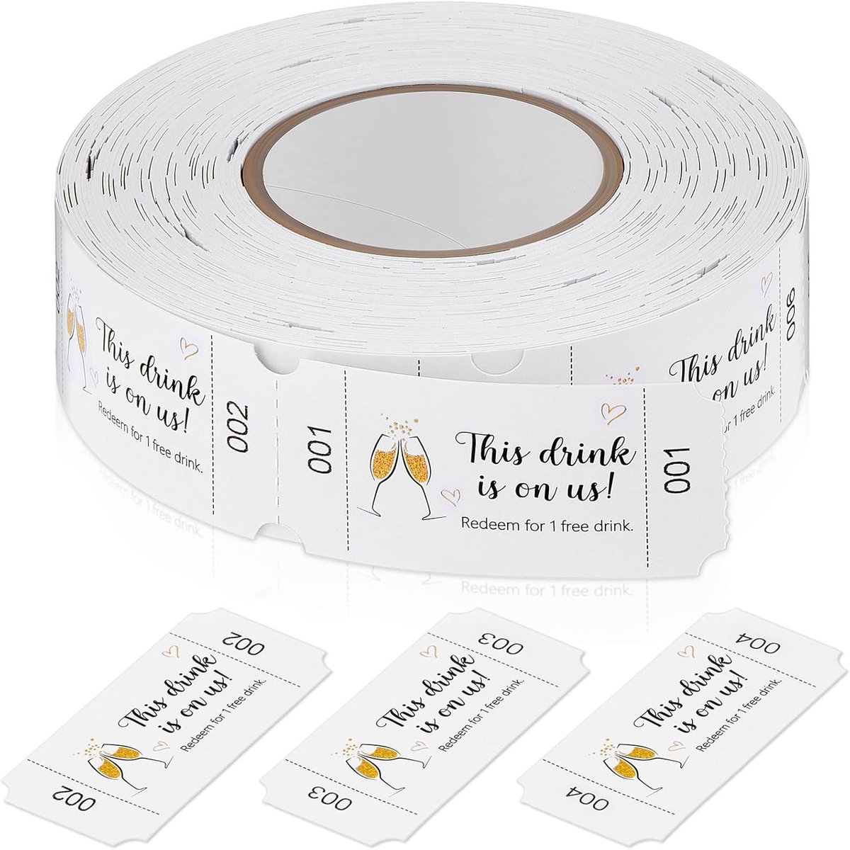 Zonon 500 pcs beverage coins This beverage is on us tickets wedding tickets roll events tokens for weddings parties - ShopVlot