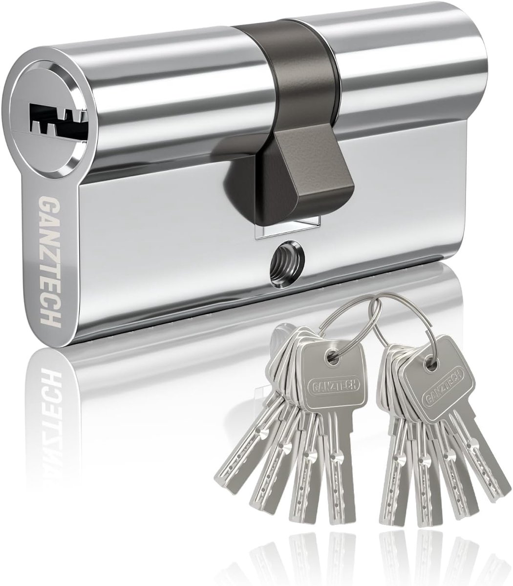 50/50 (100mm), chrome door cylinder lock, key key with 8 horizontal dimple keys, Aluminum alloy euro cylinder lock - ShopVlot