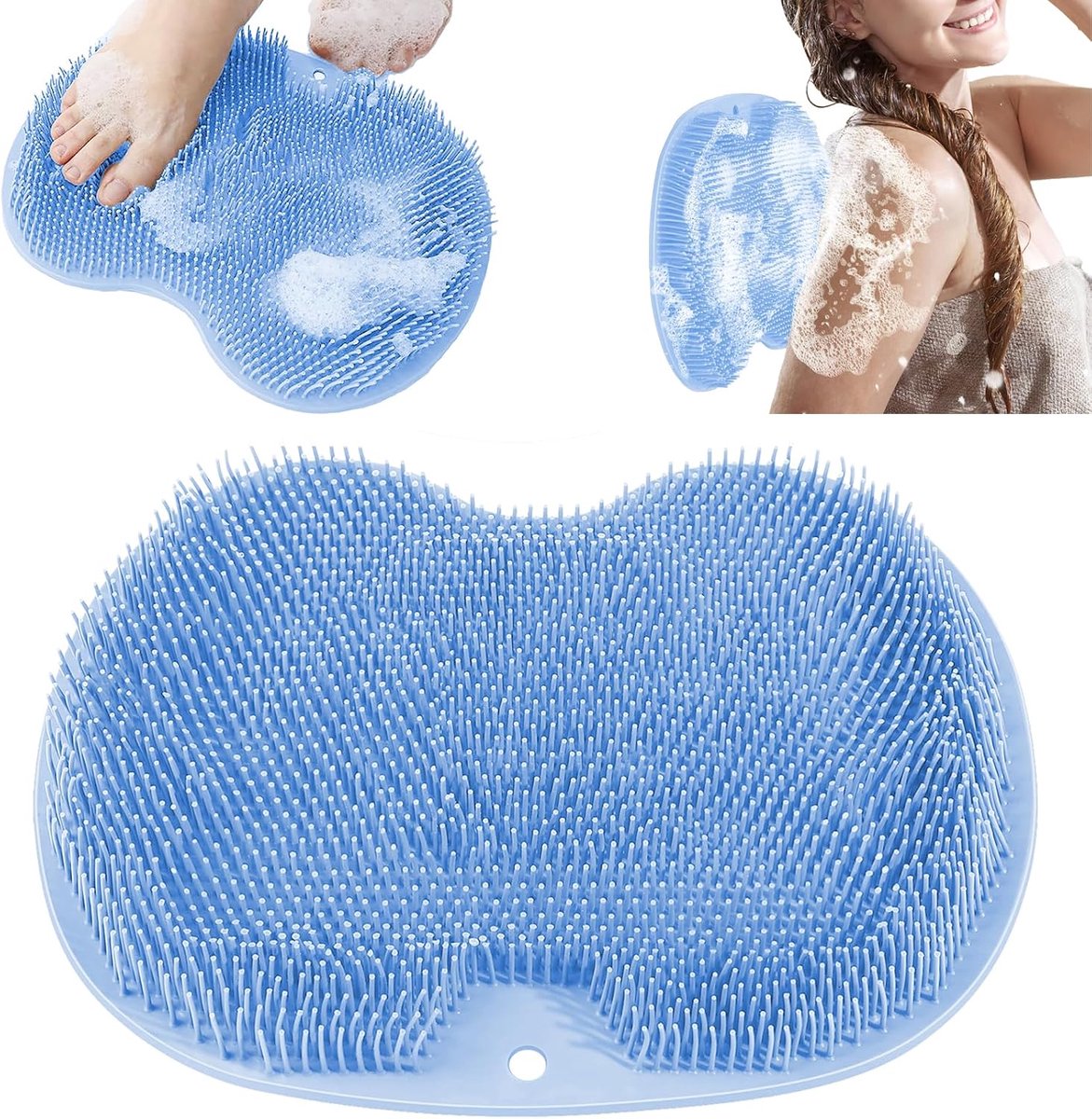 Silicone Bath Mat, Foot Brush, Shower, Foot Massager, Foot Washer, Bath Massage Pad with Non-Slip Suction Cups for - ShopVlot