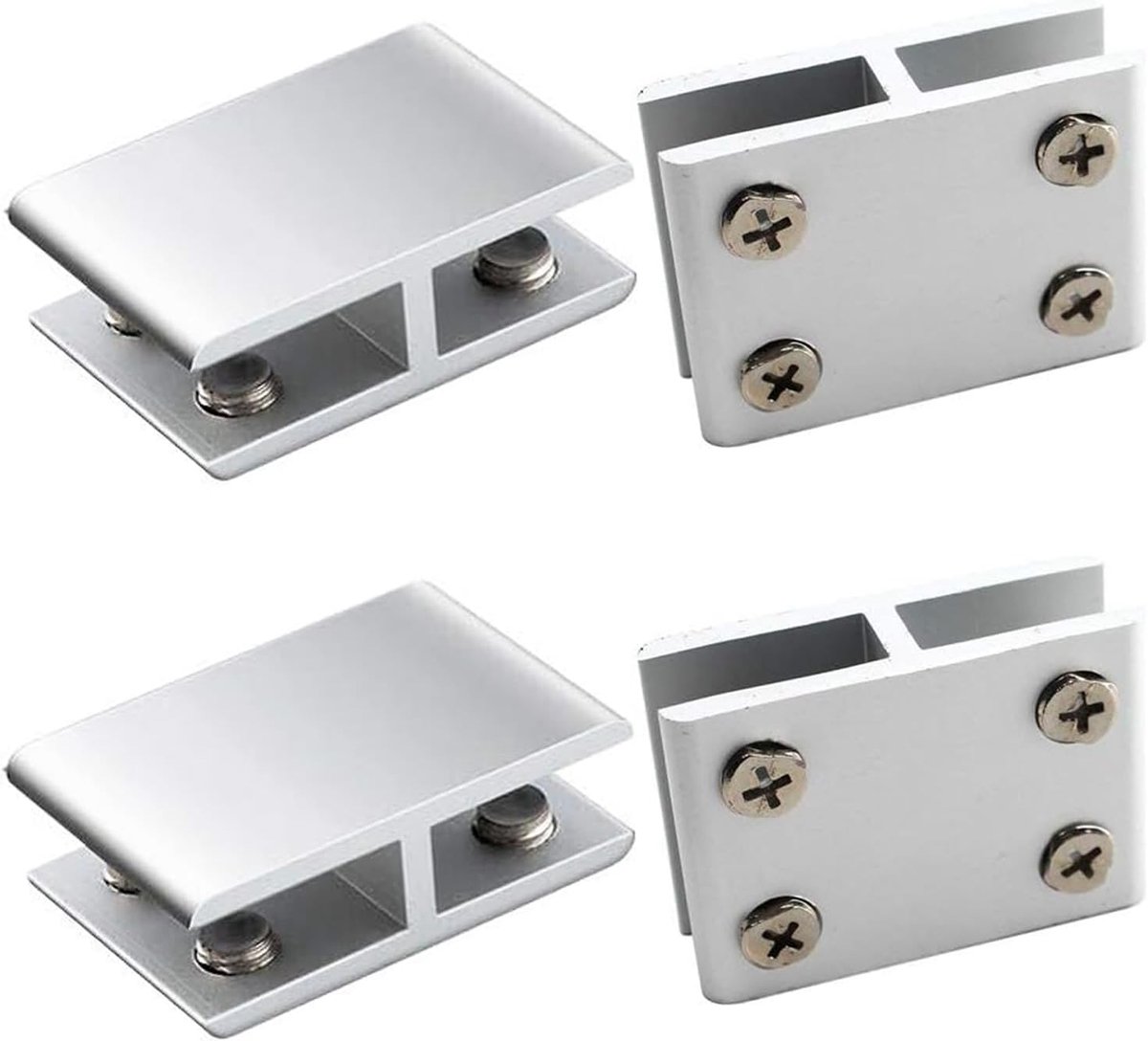 4 Pieces Glass Clips, 180 Degree Glass Clips, Double-Sided Glass Clamp Joint for Table Panels, Aluminium Alloy, Glass - ShopVlot
