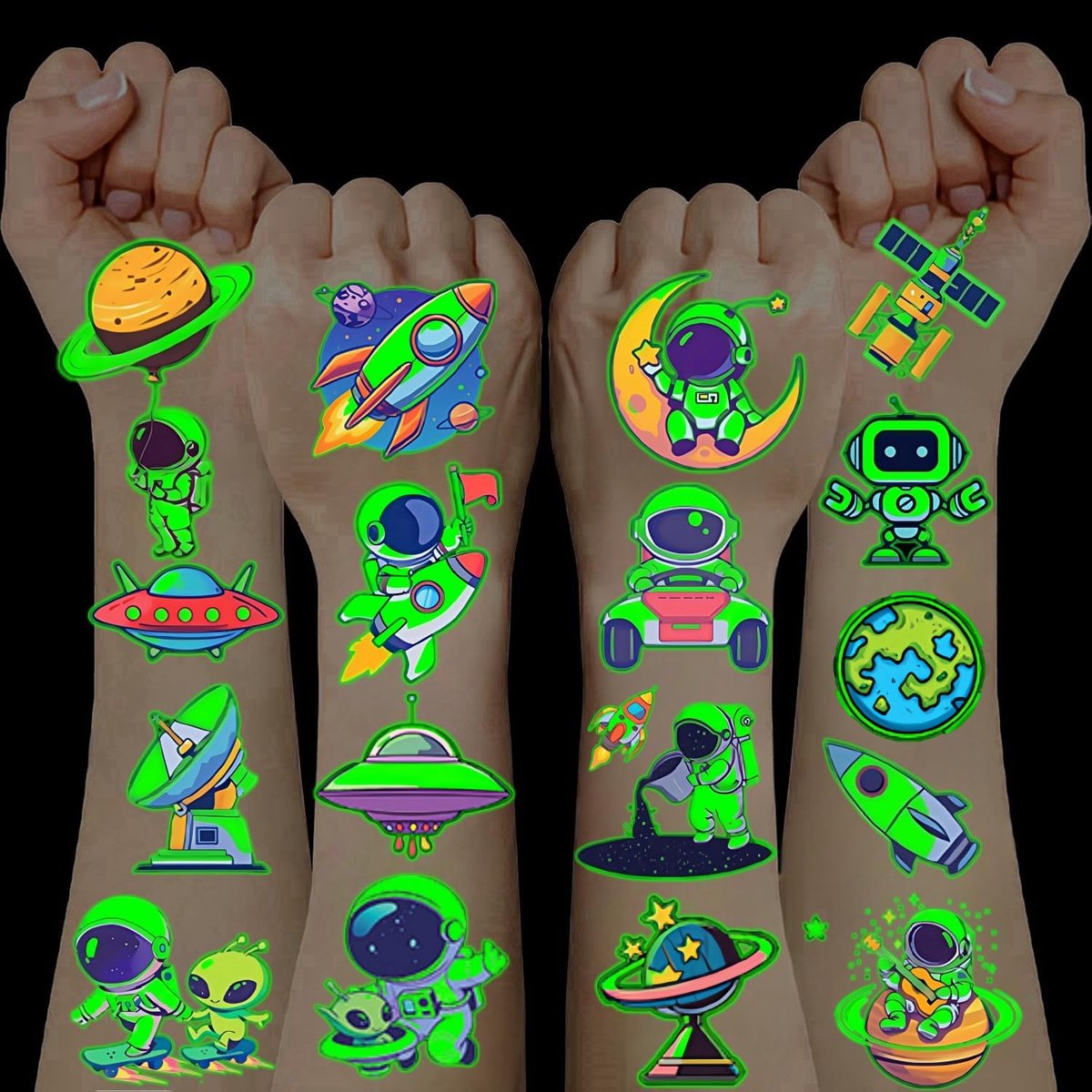 10 Sheets Glow in the Dark Tattoos,Tattoos for Kids Party Favors Kids Kids Parties Girls Boys Toys 3 4 5 6 7 8 9-12 - ShopVlot