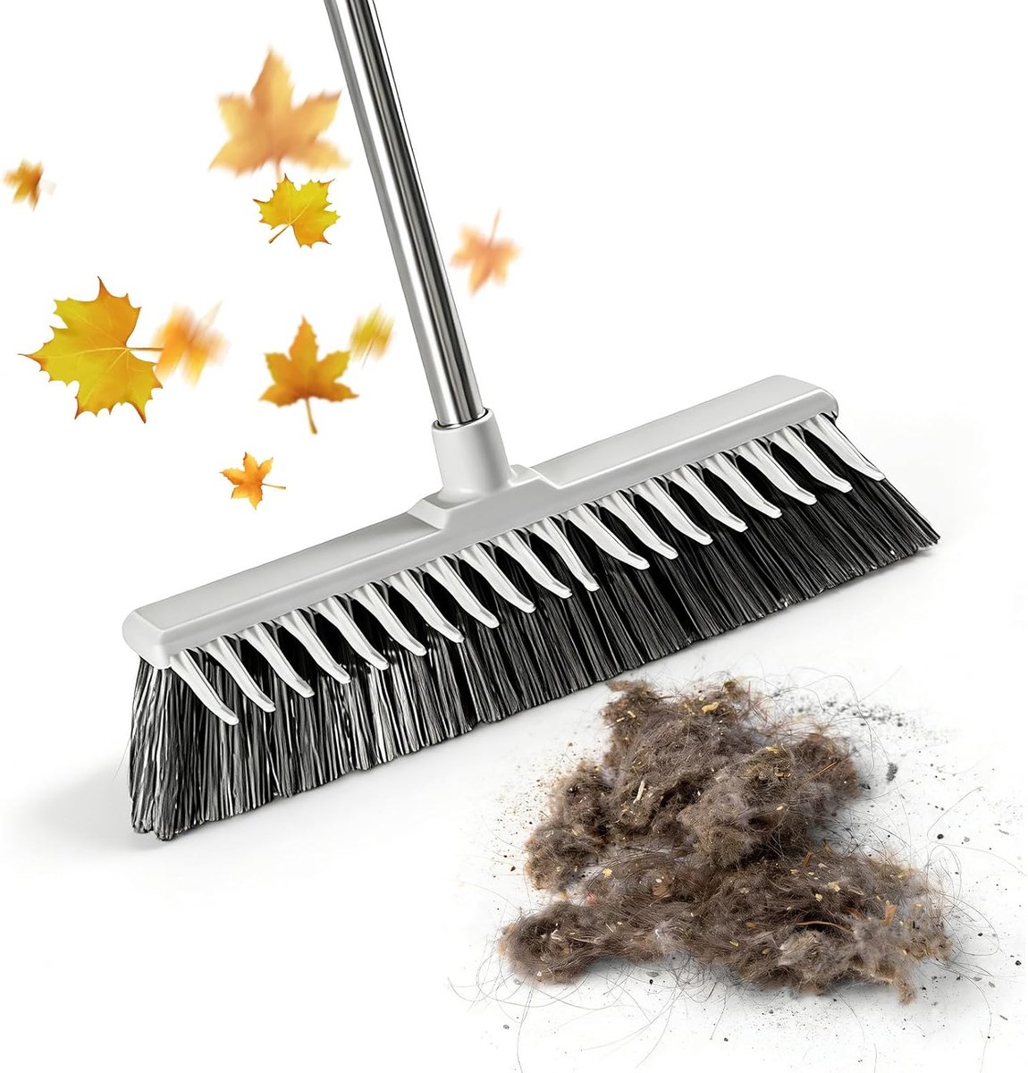 Outdoor Leaf Broom, 2-in-1 Broom, Broom with Side Comb, Large Rigid Outdoor Sweeping Brush for Cleaning Garden - ShopVlot