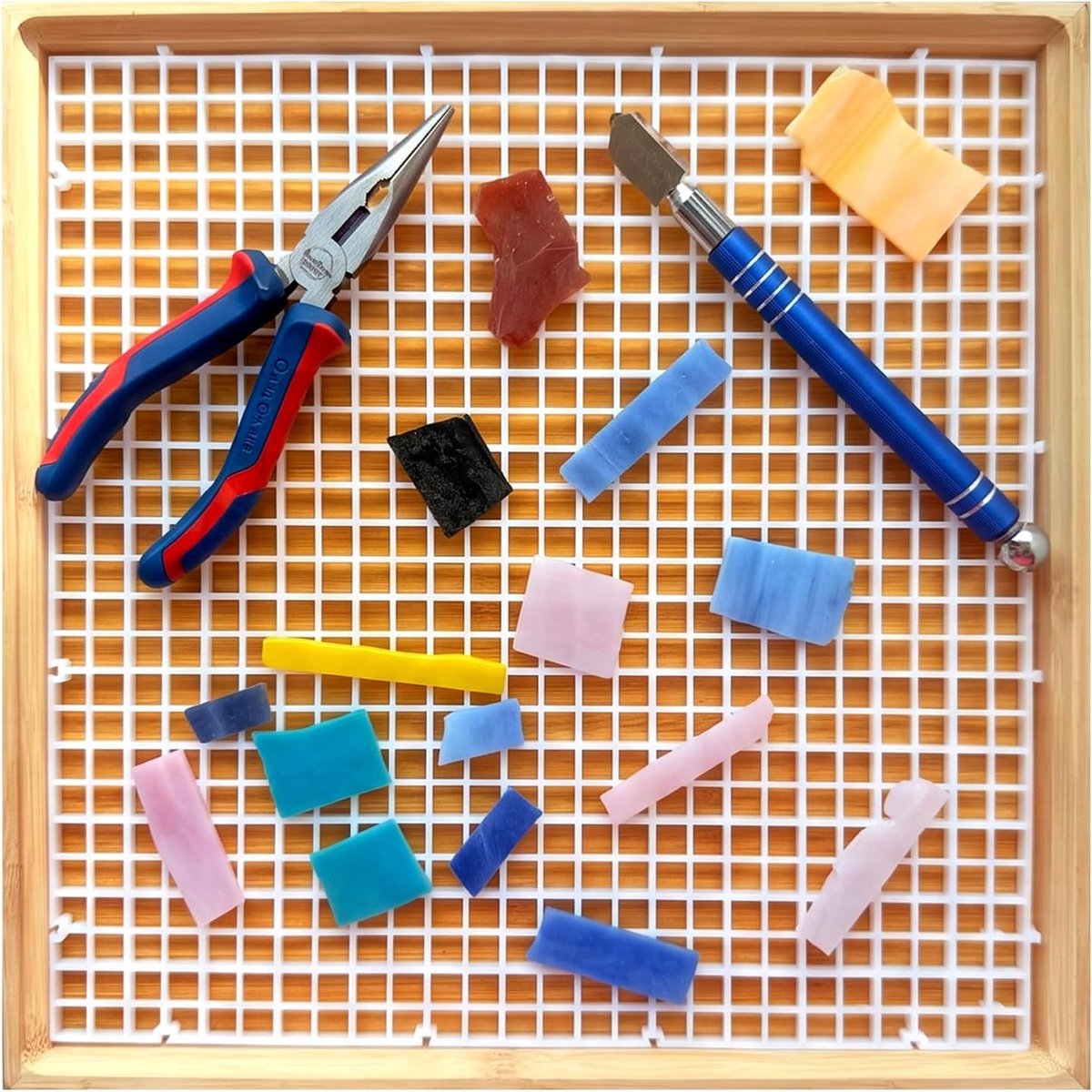 12 "x12" Gebrandschilderd Glas Scherpe Mat met Verwijderbaar Puindienblad - ShopVlot