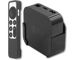 Pinowu Wall Mount Compatible with Apple TV 4K / HD, TV Bracket with Wrist Band and Protective Case for Siri Remote - ShopVlot