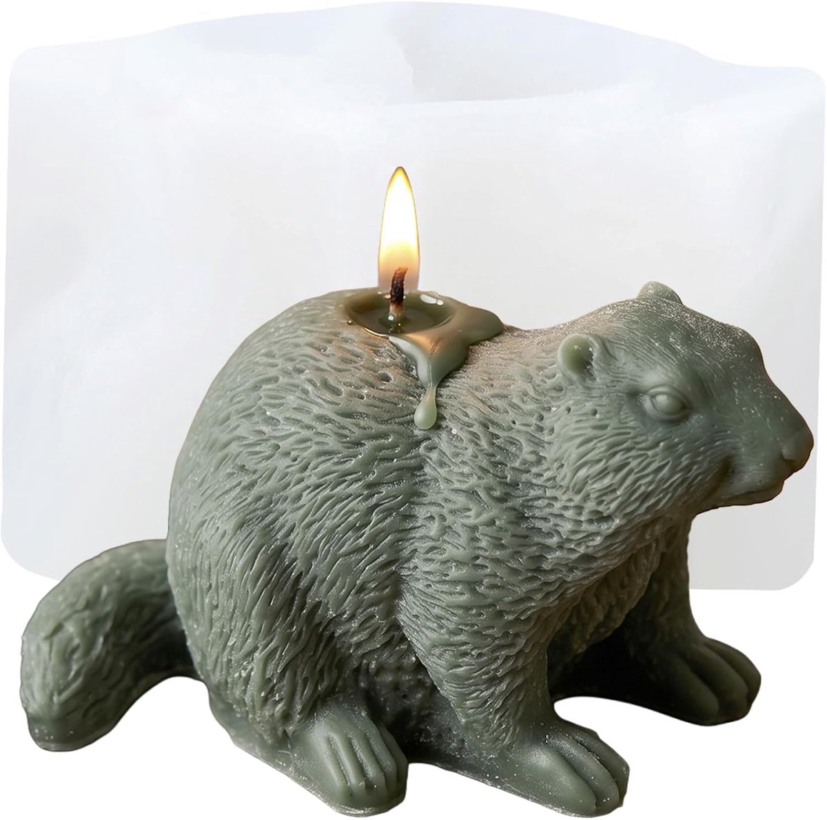 XIAOSHUI Beaver Candle Shape Animal Resin Casting Silicone Mould for Candles Making Aromatherapy Candle Gypsum Clay - ShopVlot