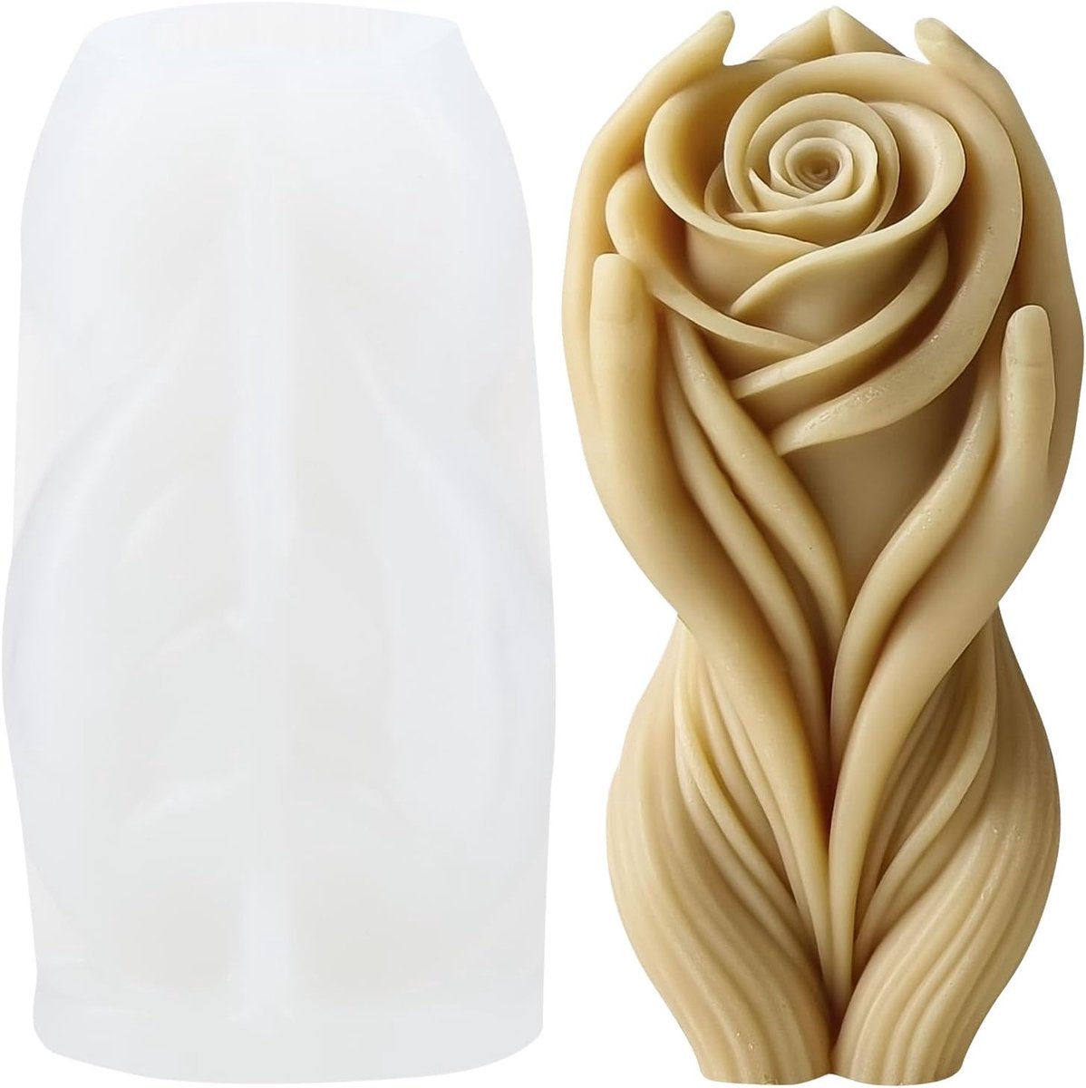 XIAOSHUI Hold Rose Candle Shape Hold Rose Resin Casting Silicone Molds for Candles Making Aromatherapy Candles Gypsum - ShopVlot