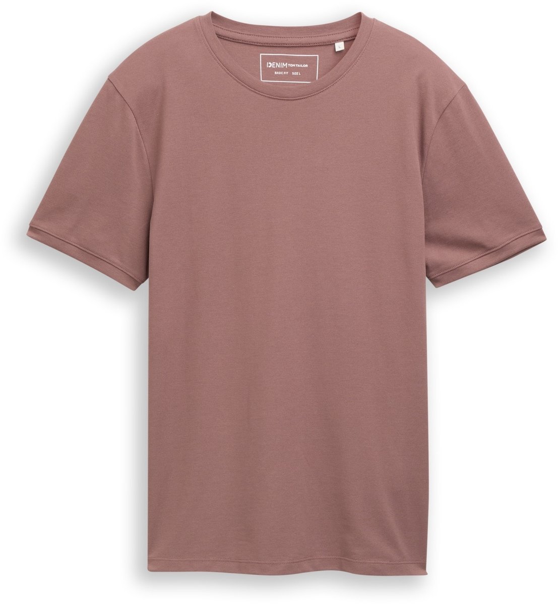Tom Tailor Denim - Basic piqué T-shirt - Maat S - rose taupe