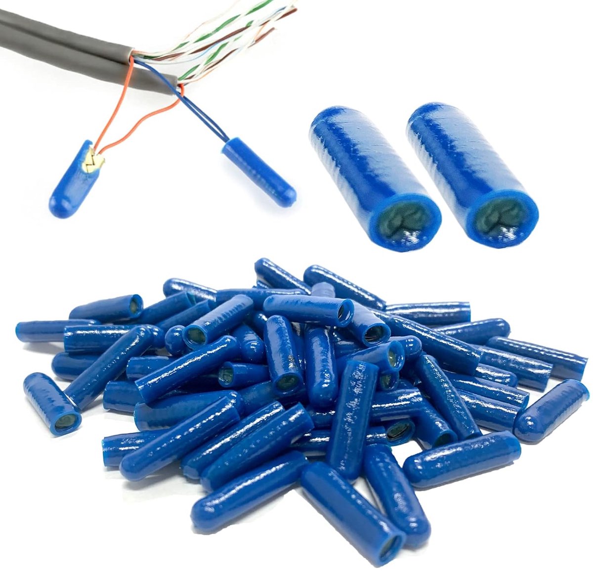 B Type Gel Filled Wire Connectors - Silicone Phone Alarm Wire Shrink Bean Splice for Low Voltage Application, Blue - ShopVlot