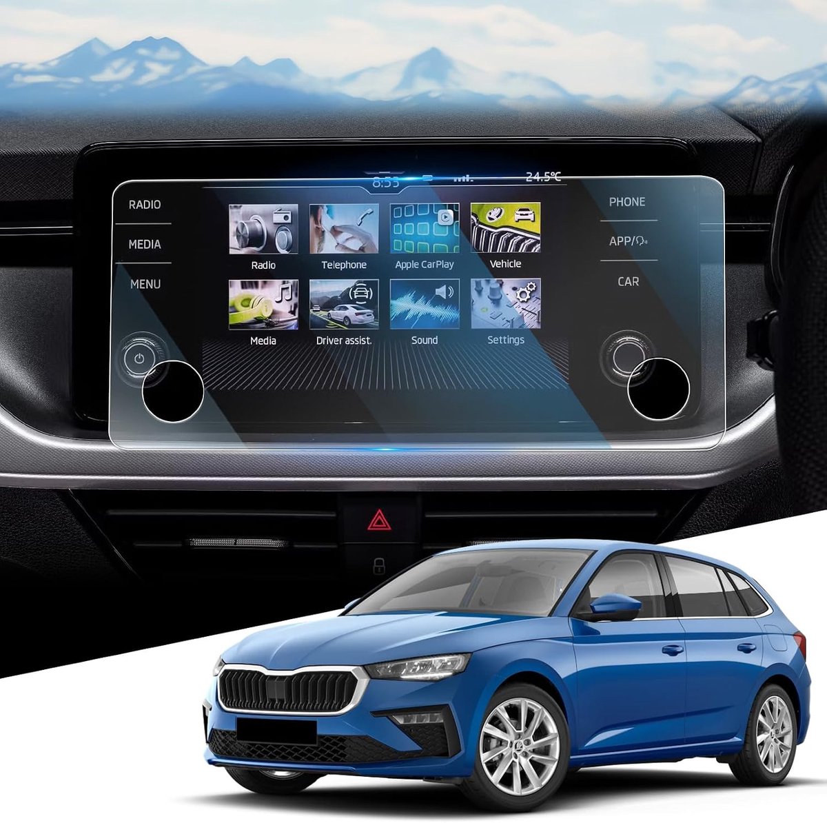 8 Inch Navigation Film Screen Protector for Skod-a Kamiq Scala 2019-2023 2024 Screen Protector for Fabia 4 Accessories - ShopVlot