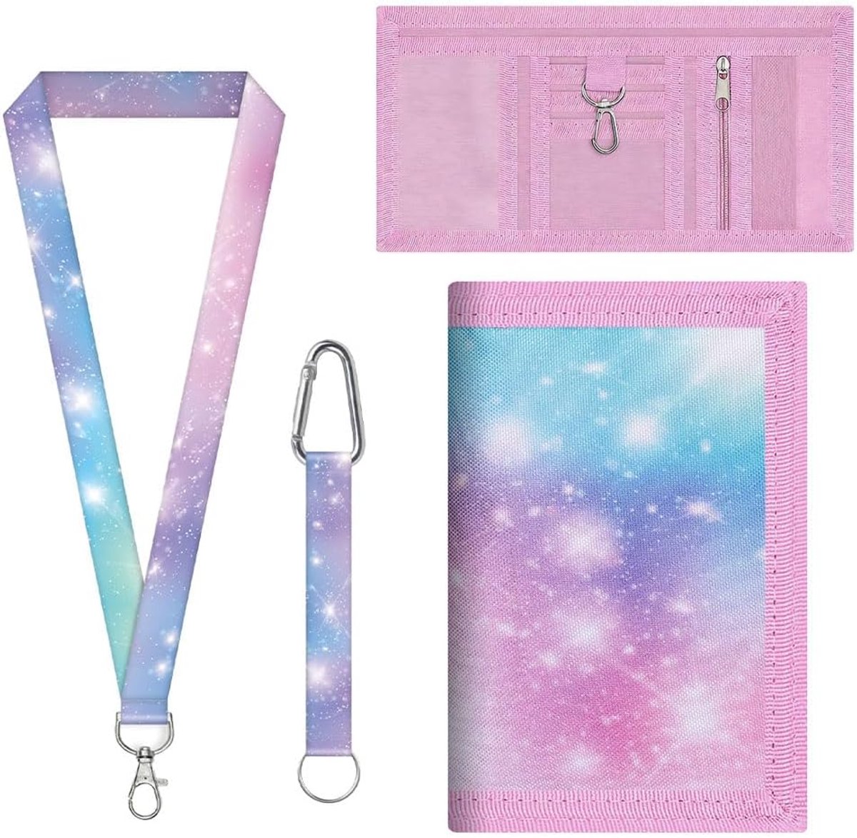 Pink Chest Bag for Children with Hanging Strap, Star Design, Triple Folded Wallet for Boys and Girls, Practical Chest - ShopVlot