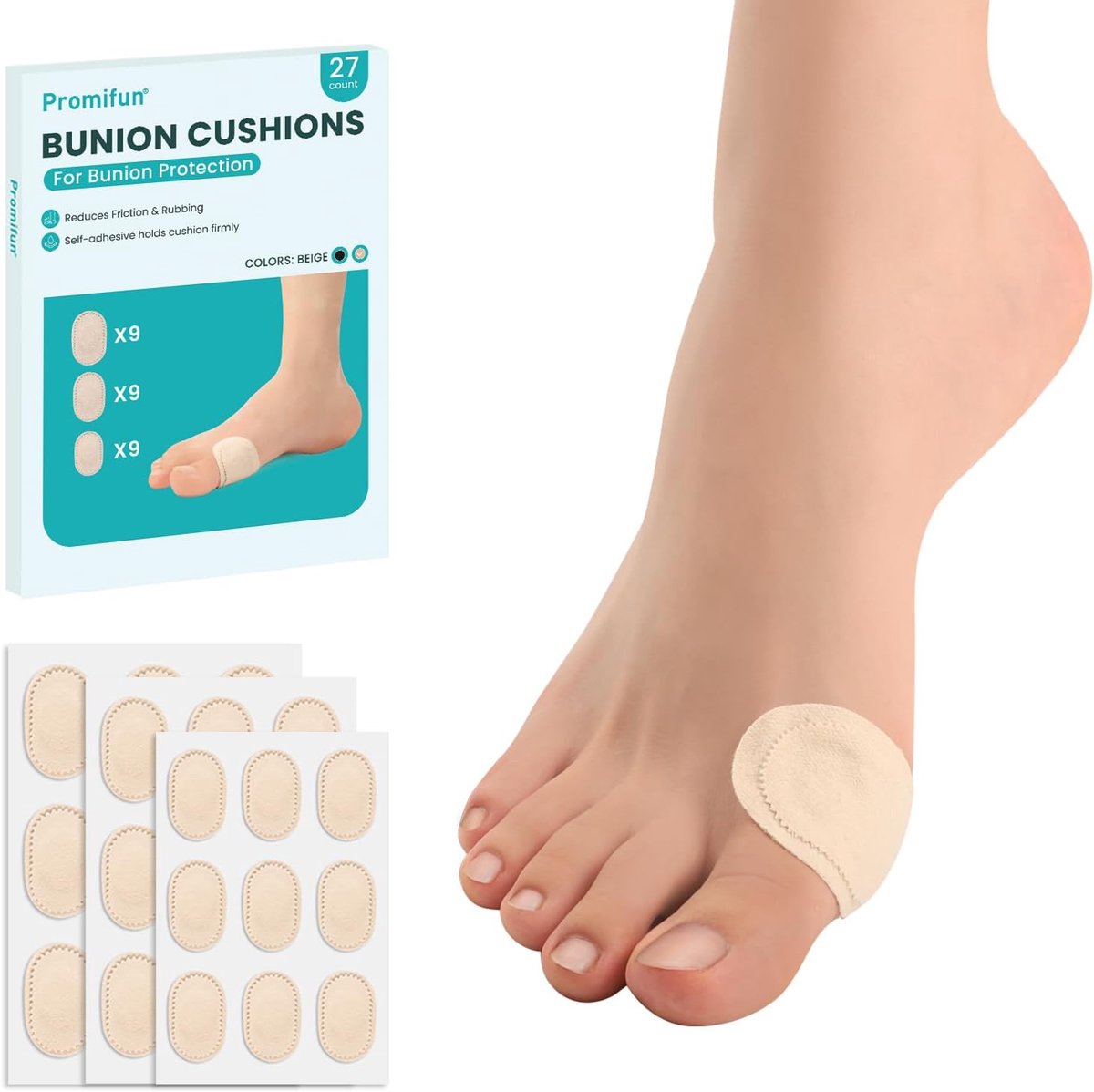 27 Pcs Bunion Pads - Promifun Bunions to Wear With Shoes, Reduce Friction Water Resistant Adhesive Adhesive (Multiple - ShopVlot