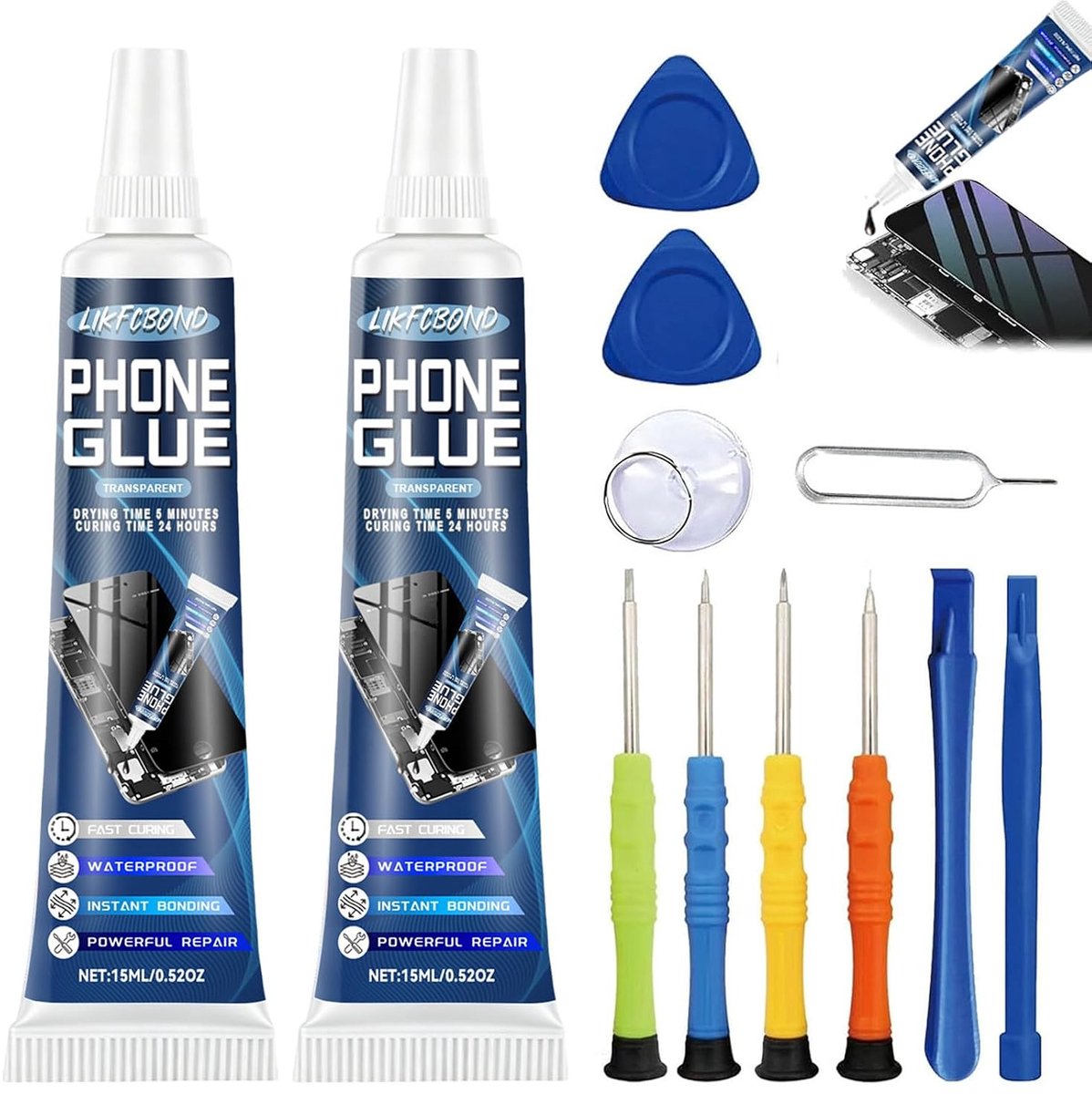 Extra Strong, 2 Pieces 15ML Display Glue for Mobile Phones - Quick Dry, Waterproof and Transparent, Adhesive for - ShopVlot