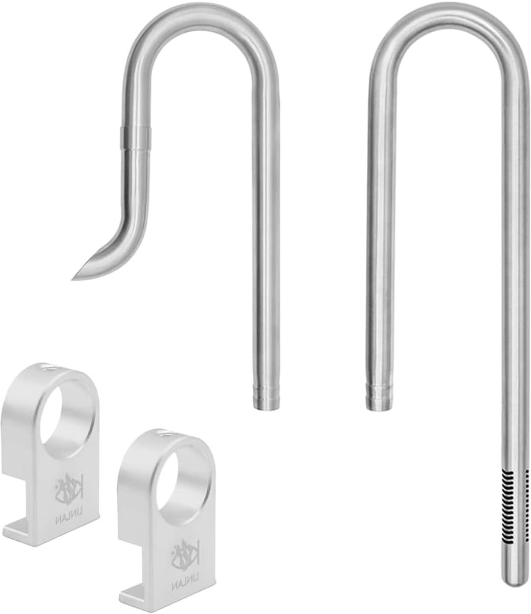 LINLAN 304 stainless steel lily pipe inflow and outflow with aluminium alloy mini pipe holder, 360° rotatable outflow - ShopVlot