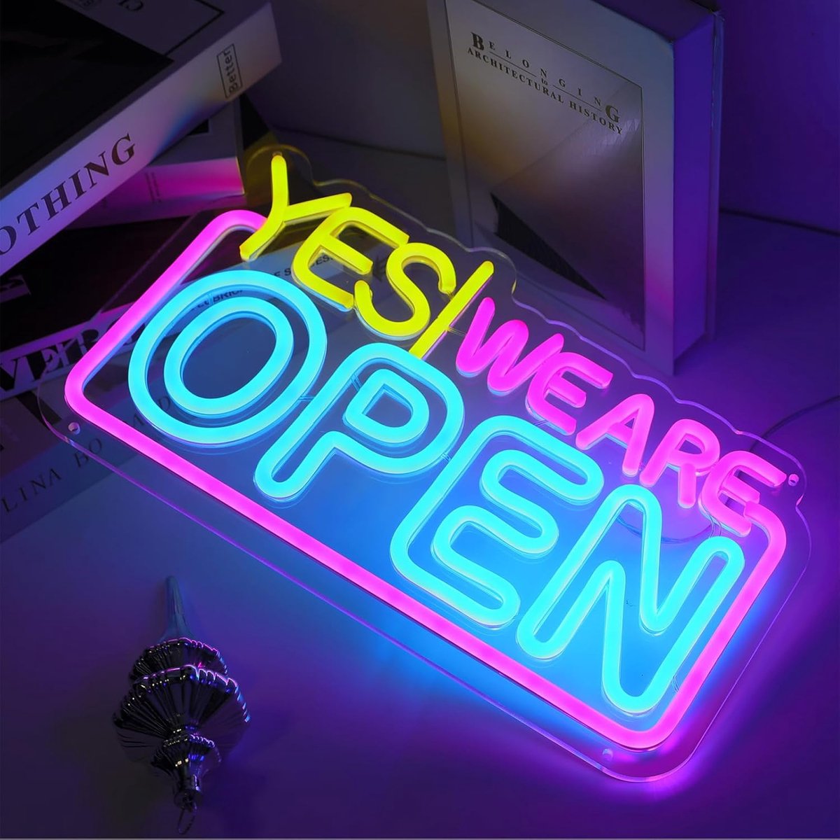 ENUOLI Open Neon Signs, Dimmable LED Open Neon Light, High Visibility Billboard Electric Display Board, Eye-catching - ShopVlot