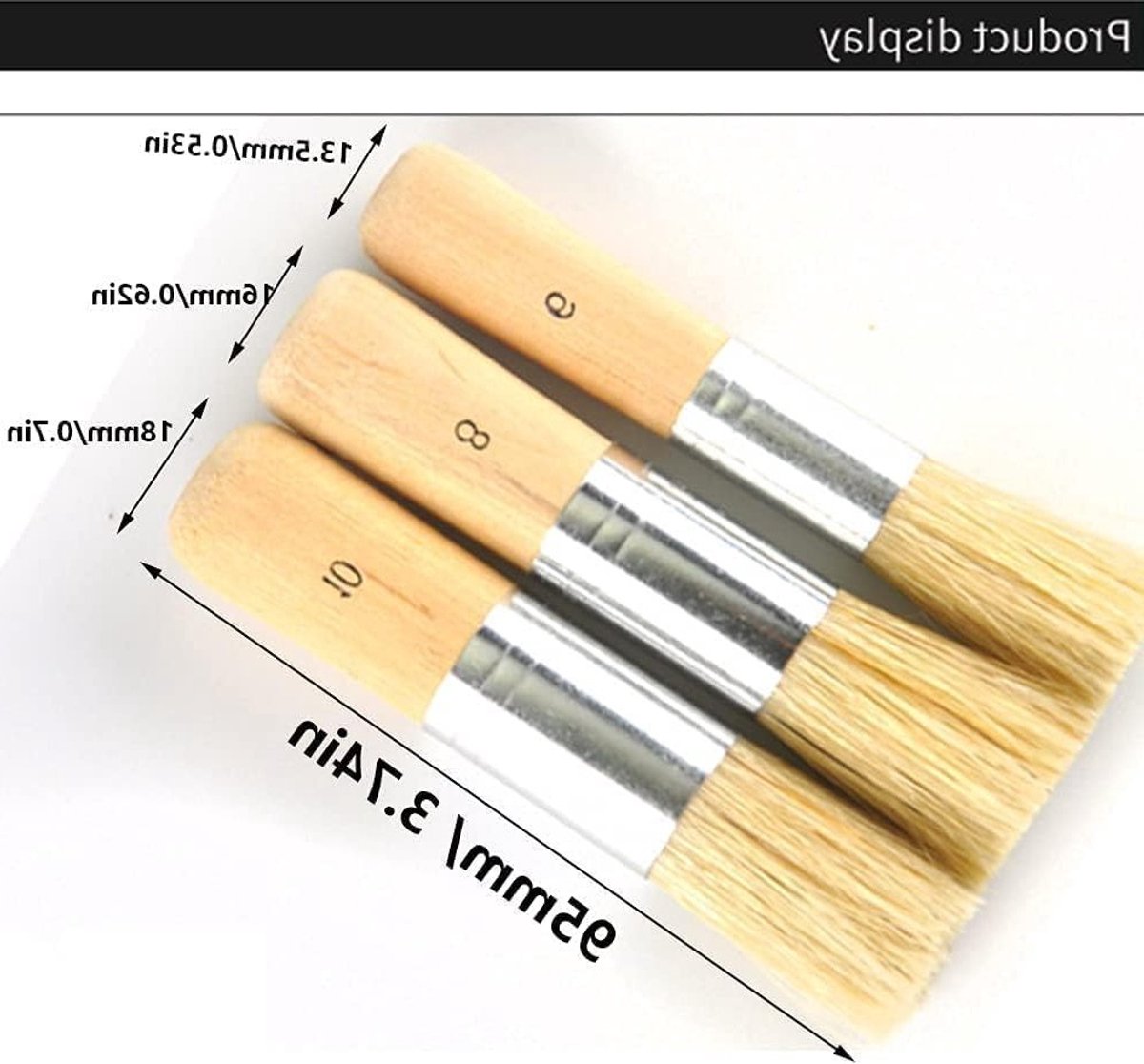 Set van 3 Houten Sjablonkwasten met Natuurlijke Haren voor Acryl- en Olieverf, Ideaal voor DIY Kunstprojecten en Schildertechnieken