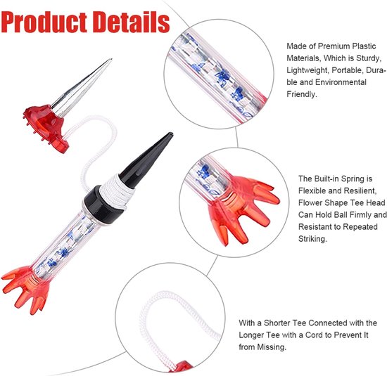 Golf Tees - Golf Tee Set - Golf Training - Magnetische Balhouder - 4 Stuks - Rood en Blauw van GOLF — afbeelding 5