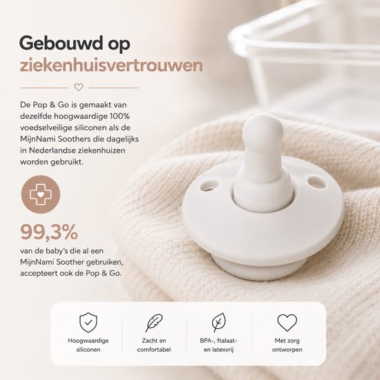 MijnNami Soother Speen Pop & Go - 2 stuks - Blush & Ivory - 0/18 maanden - Fopspeen - Siliconen Speentje Multifunctioneel van MijnNami — afbeelding 3