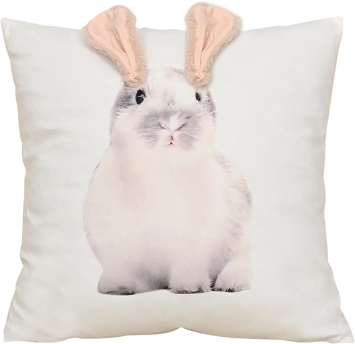 Decoratieve Kussenhoes 45x45cm met Konijnenoren - Leuk Kussen voor Woonkamer en Bank, Lente Decoratie en Tuinaccessoire