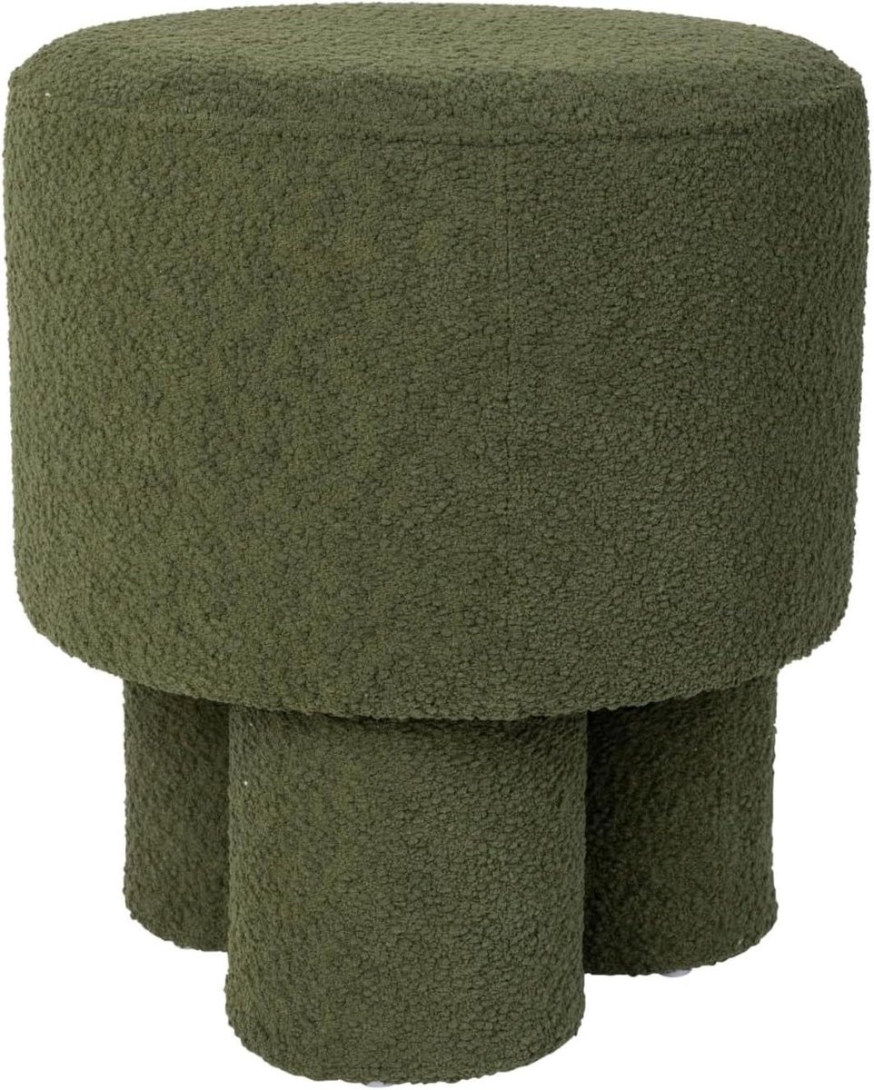 Poef Groen - Zitbankje Ottomaan - Extra zitplek - Bouclé stof - 40x40x44 cm - Groen