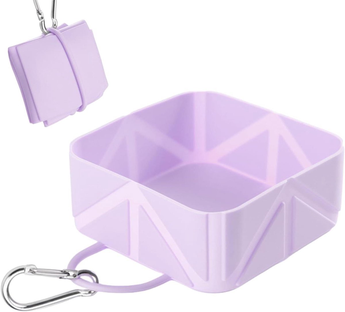 Opvouwbare waterbak - Honden voerbak - Reizen met huisdier - Compact en draagbaar - 500 ml capaciteit - Paars