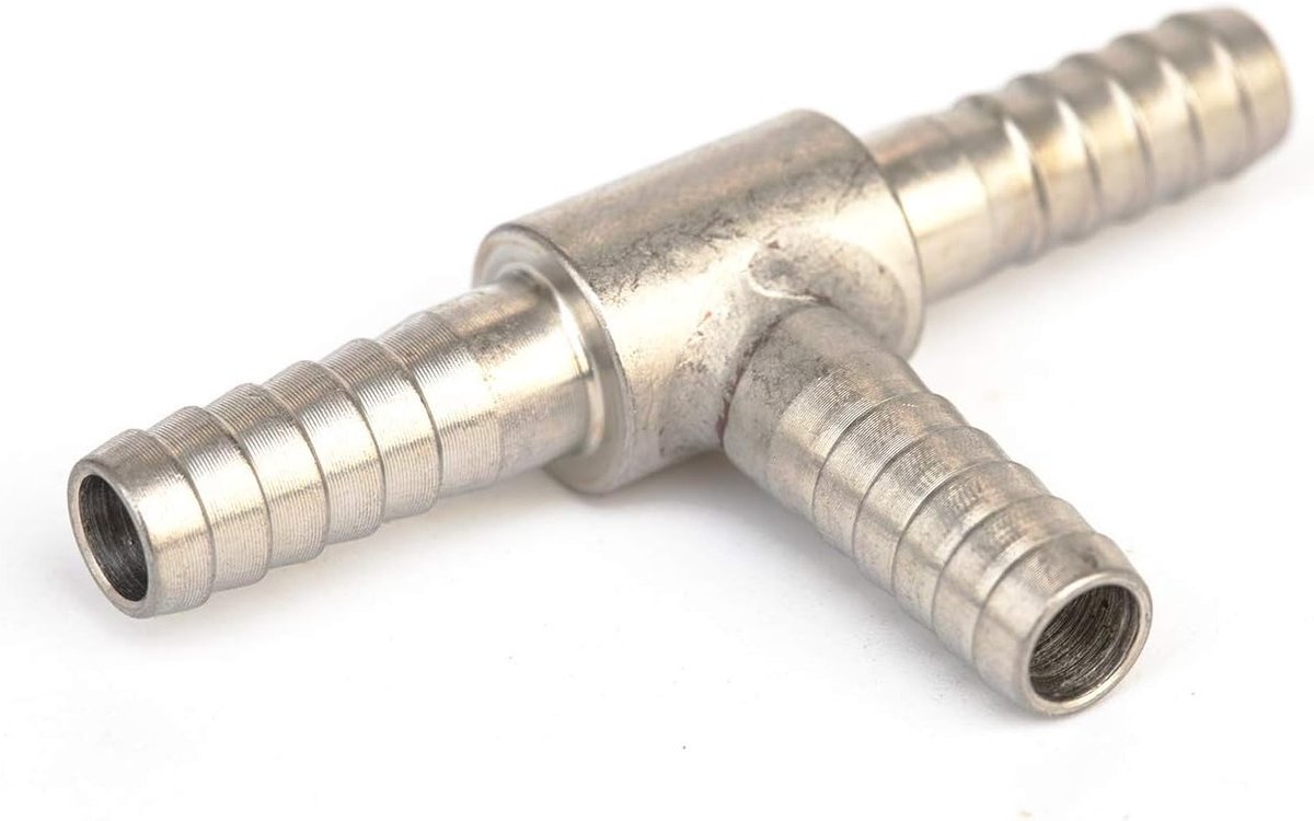 Stainless Steel 3/8" Hose Barb 3 Way Tee T Shape Barbed Co2 Splitter Fitting voor Tuin en Aquaria