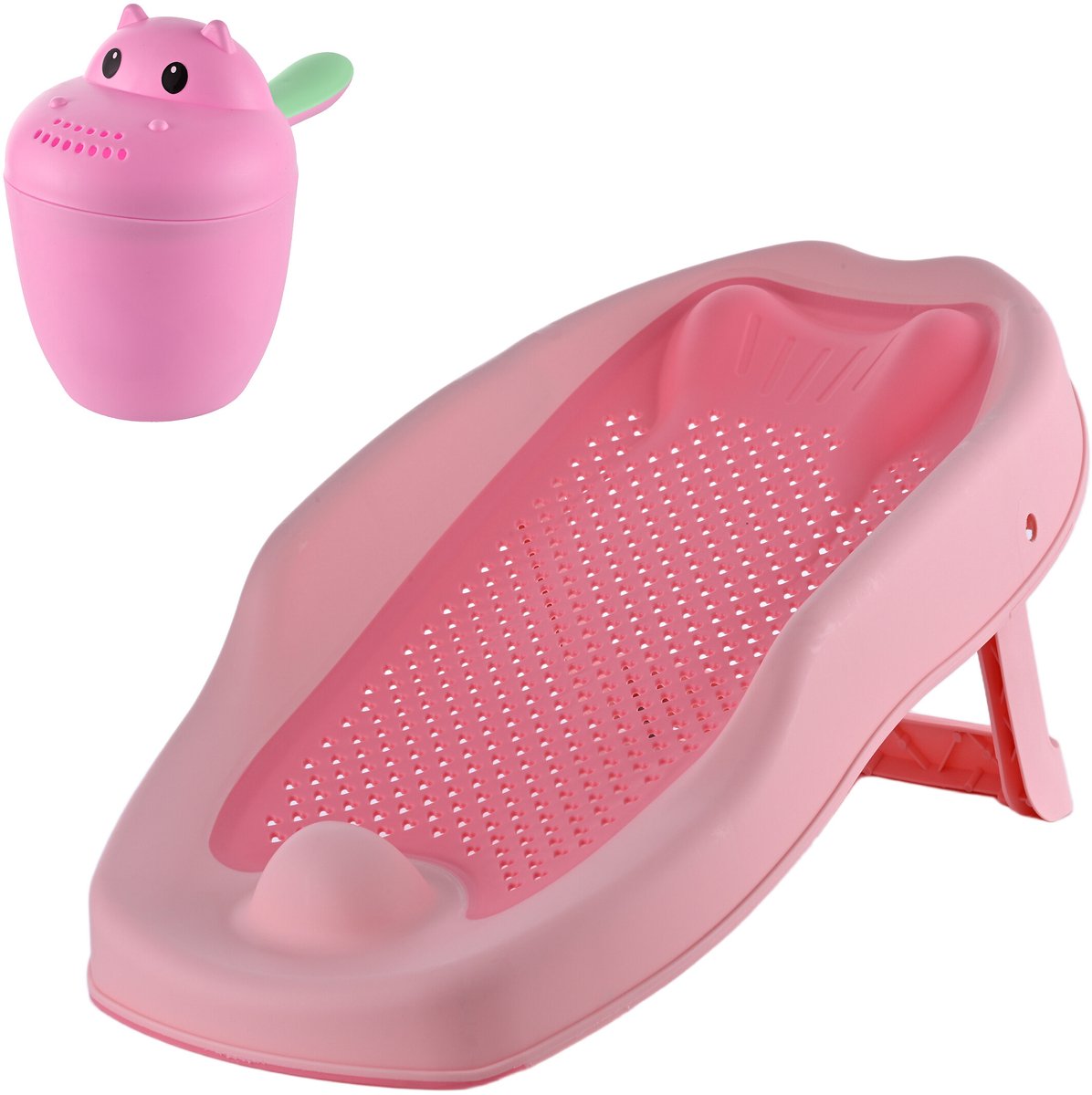 Babybadset - badsteun met haarwasbeker - roze