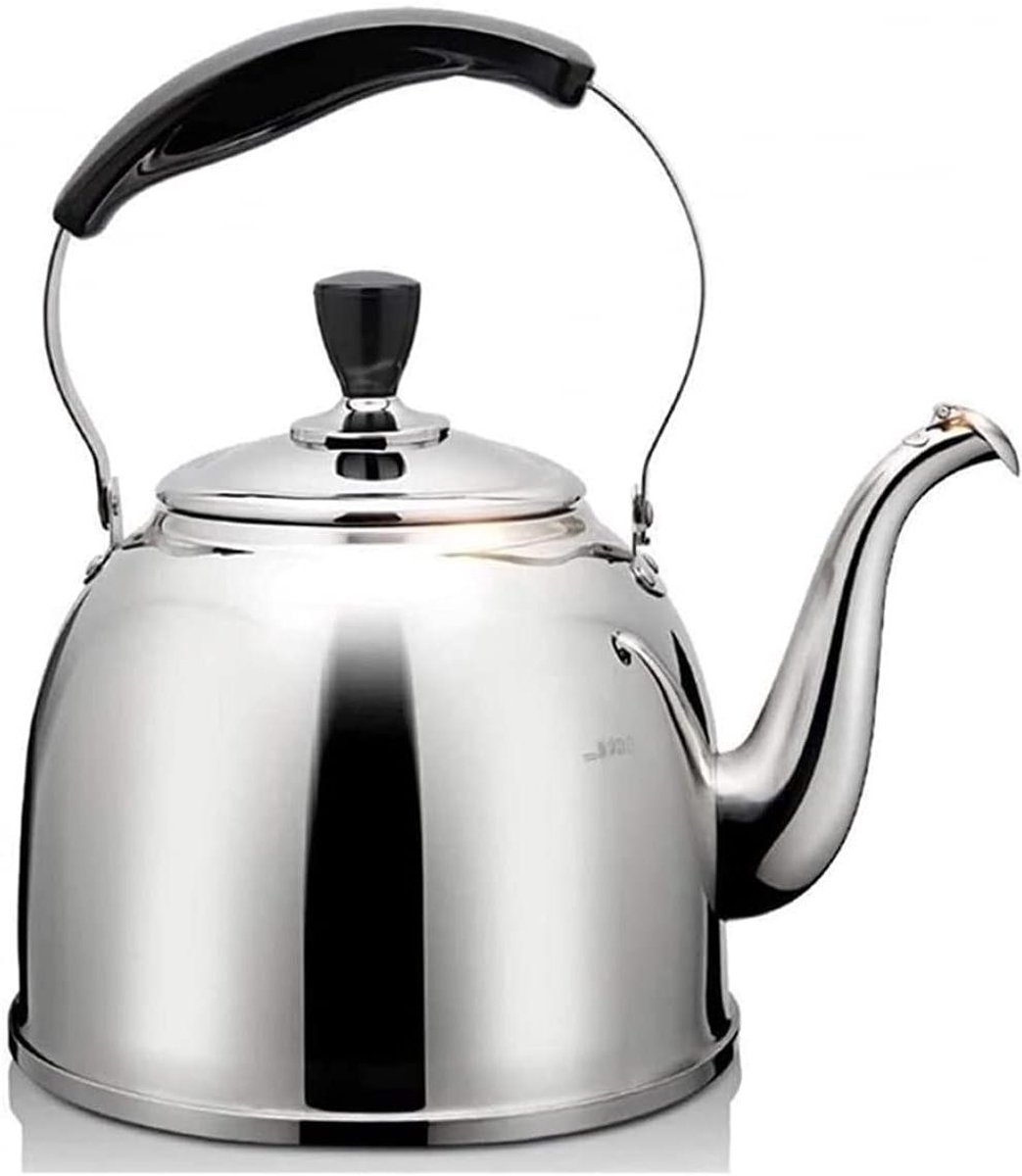 Roestvrijstalen Waterkoker - Theepot Fornuis - Snel Water Koken - Luid Fluit Signaal - 4.0L - Zilver