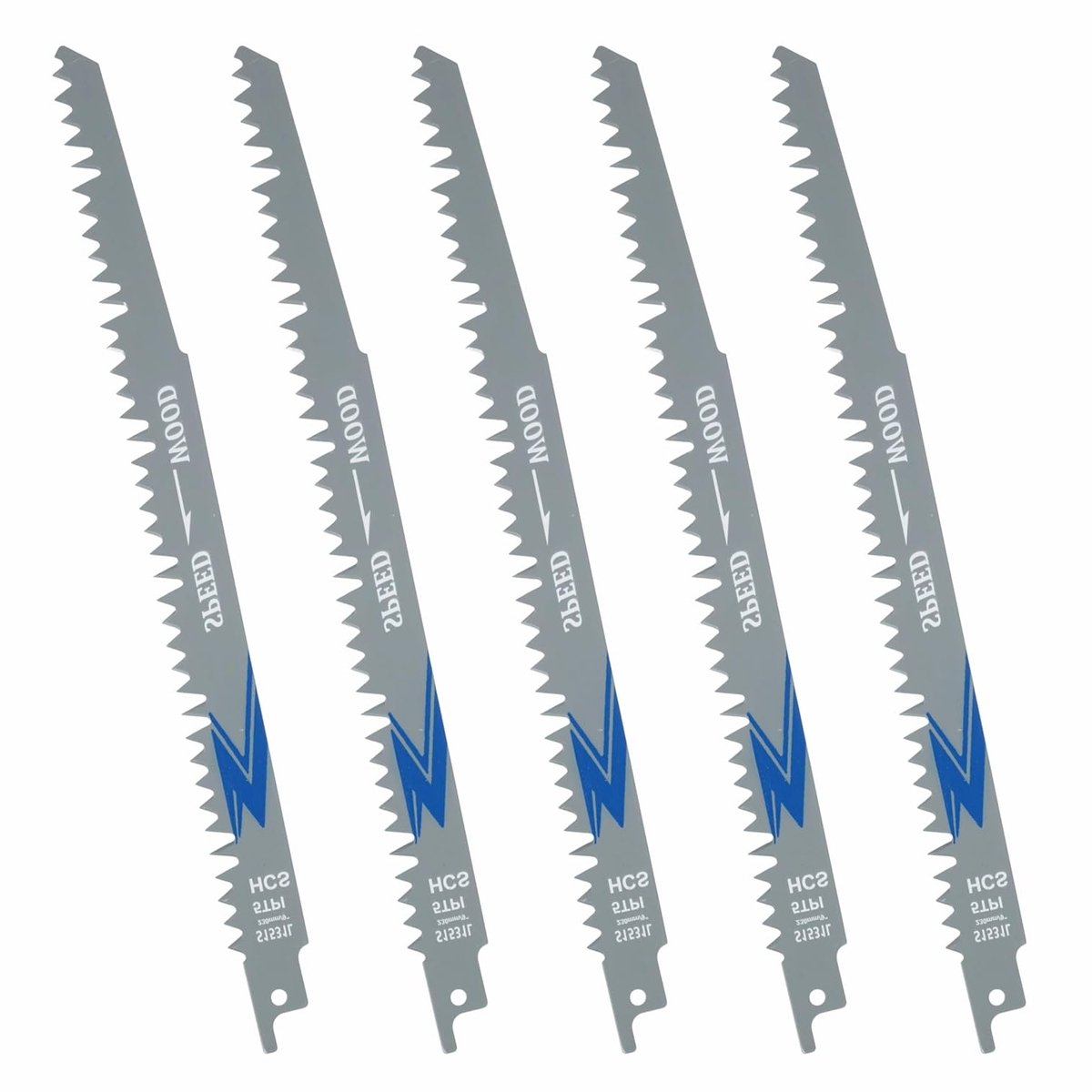 Set van 5 reciprozaagbladen voor hout en metaal - 225 mm, 5TPI, duurzame zaagbladen voor nauwkeurige sneden, geschikt voor standaard reciprozaagmachines