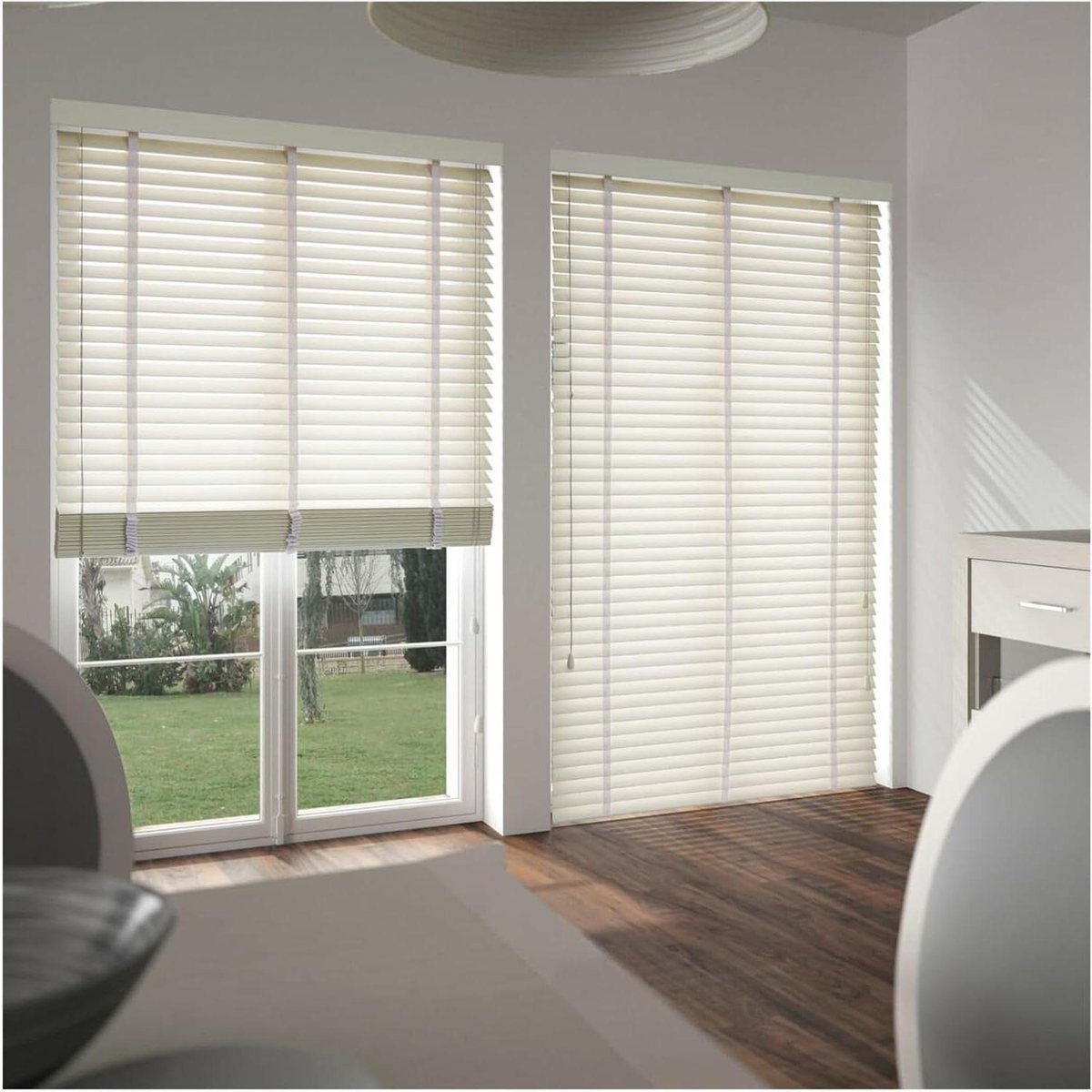Houten Jaloezieën - Raambekleding Hout - Lichtcontrole - 50mm Lamellen - 180cm Breed - Wit