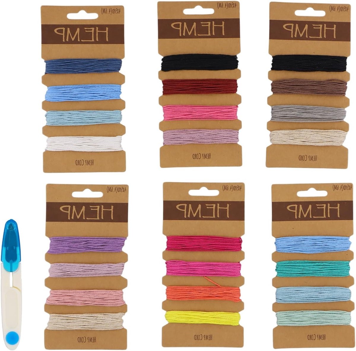 24 kleuren macramégaren 1 mm, 120 m, U-schaar voor armbandjes, katoenen touw voor DIY en macramésieraden