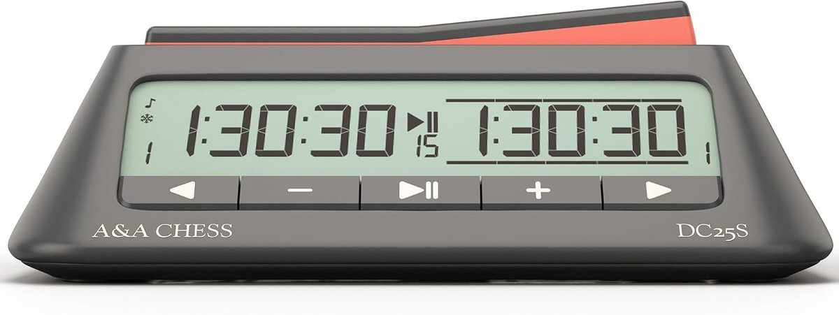 Digitale Schaakklok - Zwart - Minimalistisch Ontwerp - 36 Toernooimodi - Voor Schaken en Bordspellen