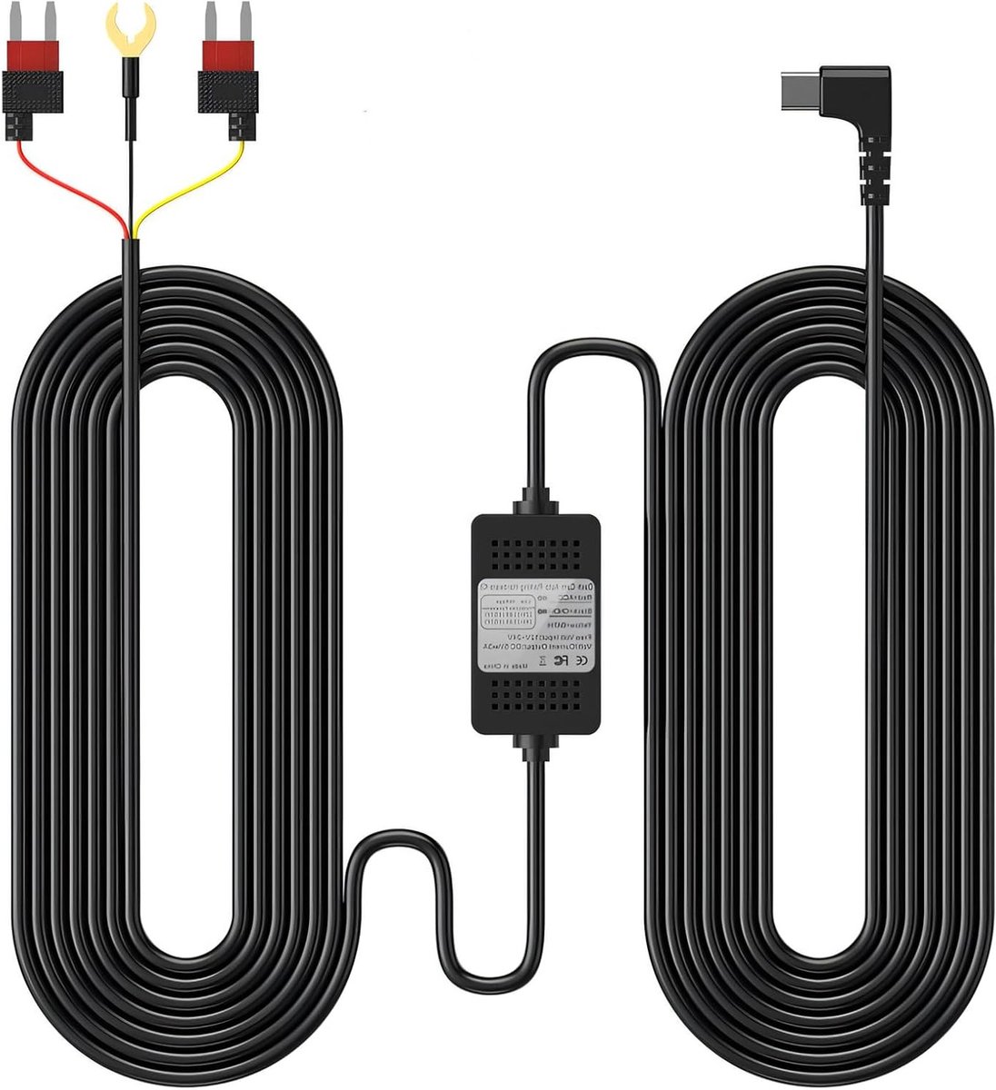 Hardwire Kit voor Dashcam, 12V-24V naar 5V/3000MA, 3.5m met Laagspanning Bescherming, Auto Oplader voor Dashcams