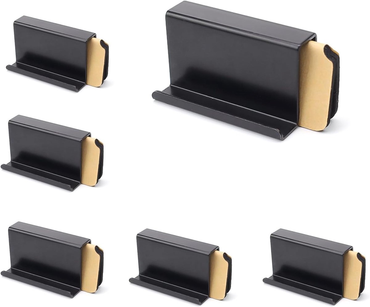 Set van 6 Zwarte Glazen Deurgrepen voor Douchedeuren, Geen Boren Nodig, Geschikt voor Frameloze Glazen Deuren van 3-6 mm Dikte