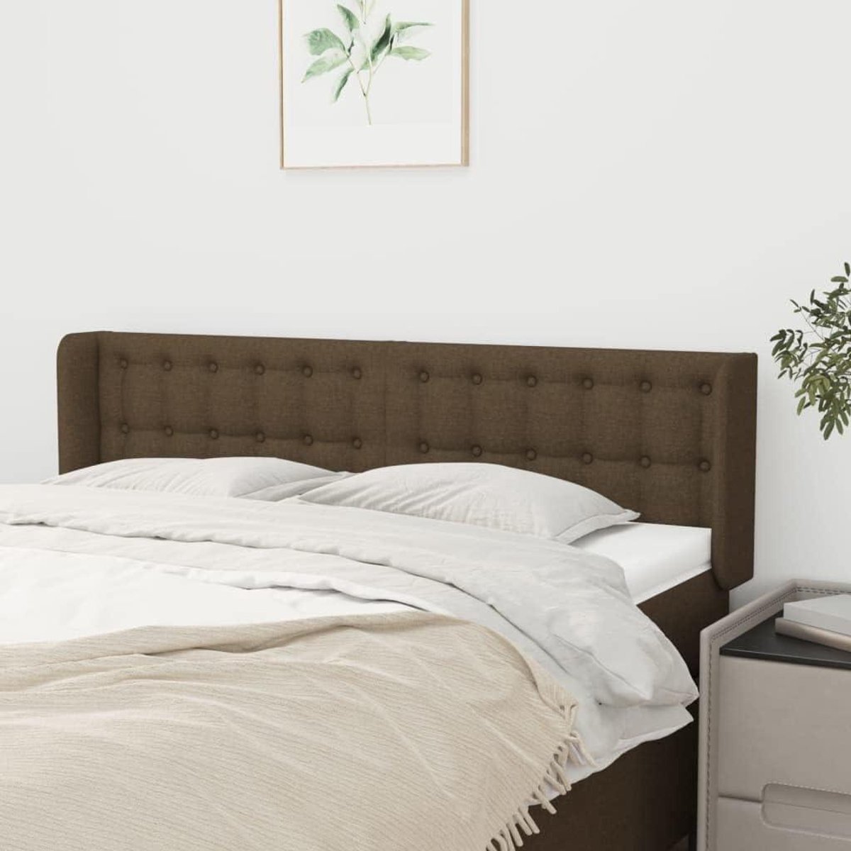 Hoofdbord Bed - Verstelbaar Hoofdeinde - Ontspannen Lezen - Met Houten Poten - 147 cm Breed - Donkerbruin