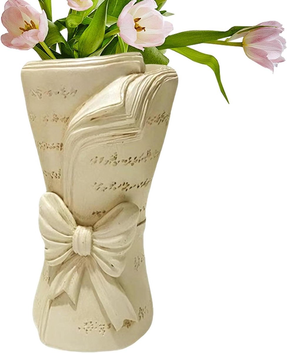 Mini bloemenstandaard - Moderne vaas - Interieur verfraaien - Boekvormig design - 14 x 7.6 cm - Crèmekleurig