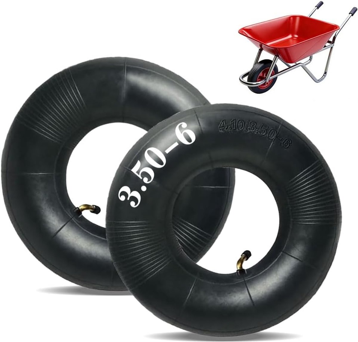 SnelShoppen - Vervangende Binnenband Voor Wheelbarrow, 4.10/3.50-6, Duurzaam Rubber, 2 Stuks, Hoge Belastbaarheid, Geschikt Voor Tuin, Molen, Handkar
