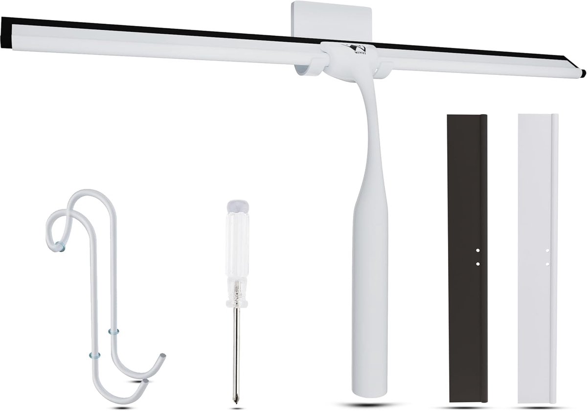 SnelShoppen - 30 cm Douchewisser Set - Grote Raamwisser met 6-delige Accessoires, Inclusief 2 Vervangende Siliconen Lippen, Ideaal voor Douchereiniger