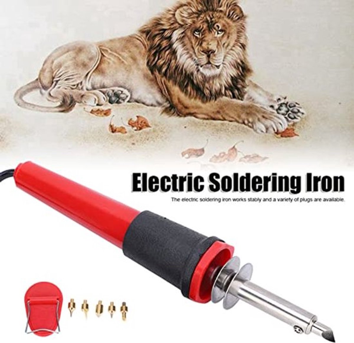 7PCS Houtverbrandingsset met soldeerbout, 40W Houtverbrandingspen, Professionele Graveer Elektrische Beitel Pyrografie Gereedschappen voor DIY Creatie, Gegraveerde Pyrografie (230V EU)