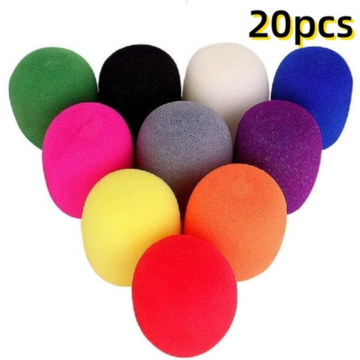 20-pack - Microfoonhoezen - Kleurrijke dikke schuimmicrofoonhoezen - Draagbare podiummicrofoonwindschermen - Herbruikbare schuimhoezen - Micro-schuimfilters voor de meeste toepassingen (meerdere kleuren)
