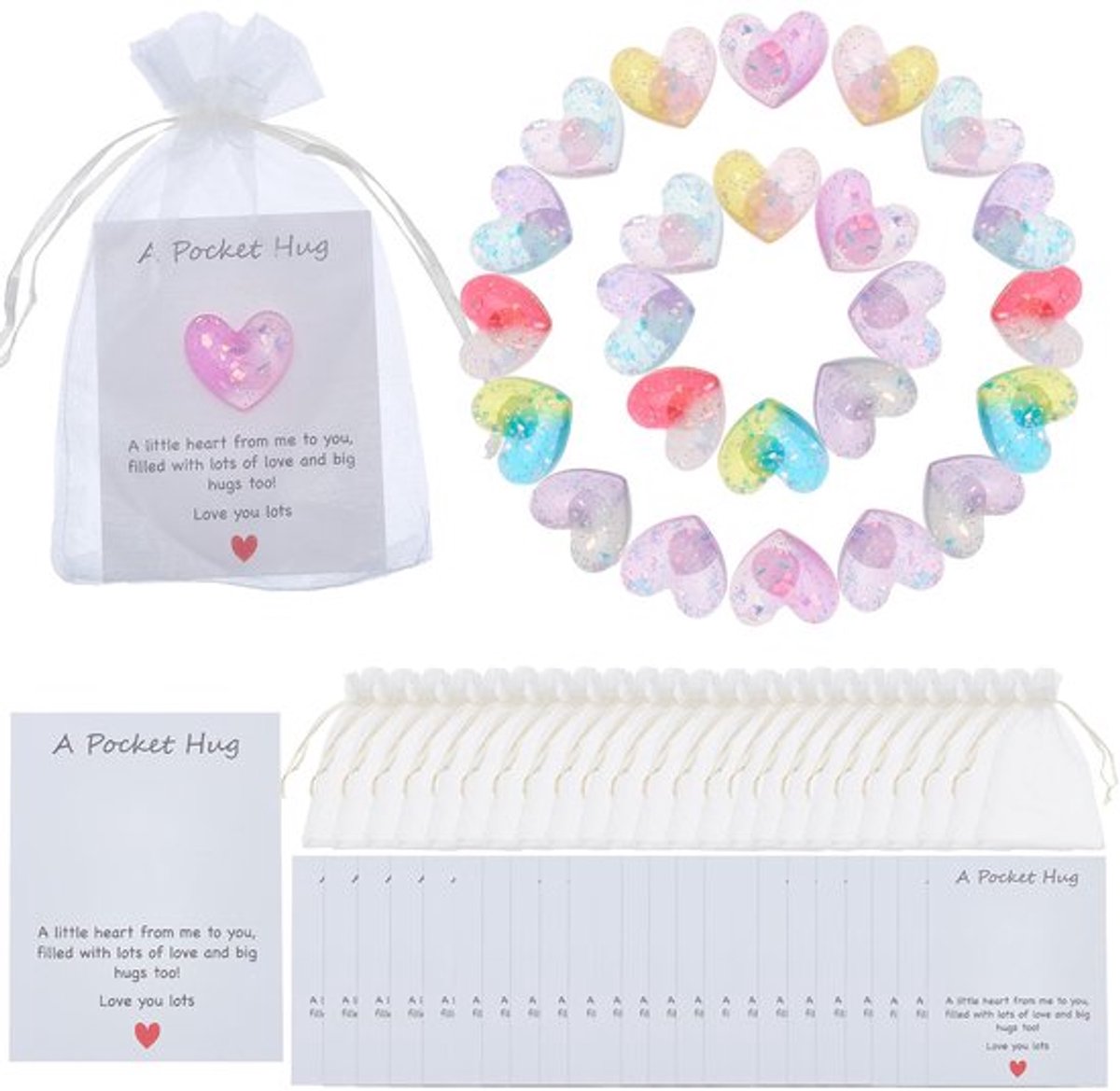 Pocket Hug Token met Wenskaarten Mini Hart Pocket Hug DecoratieHart Token voor Vrouwen Vriend Collega
