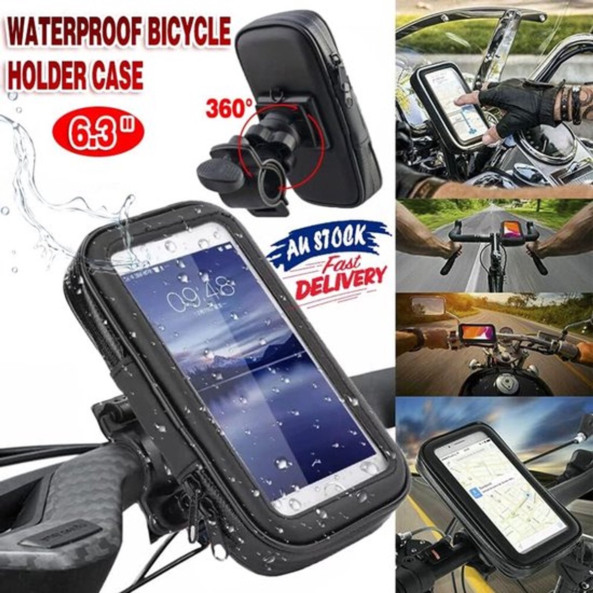 Telefoontasje voor op de fiets, beschermhoes voor telefoonhouder, universele 360° draaibare waterdichte beschermhoes voor fiets- en motorstuur, geschikt voor mobiele telefoons